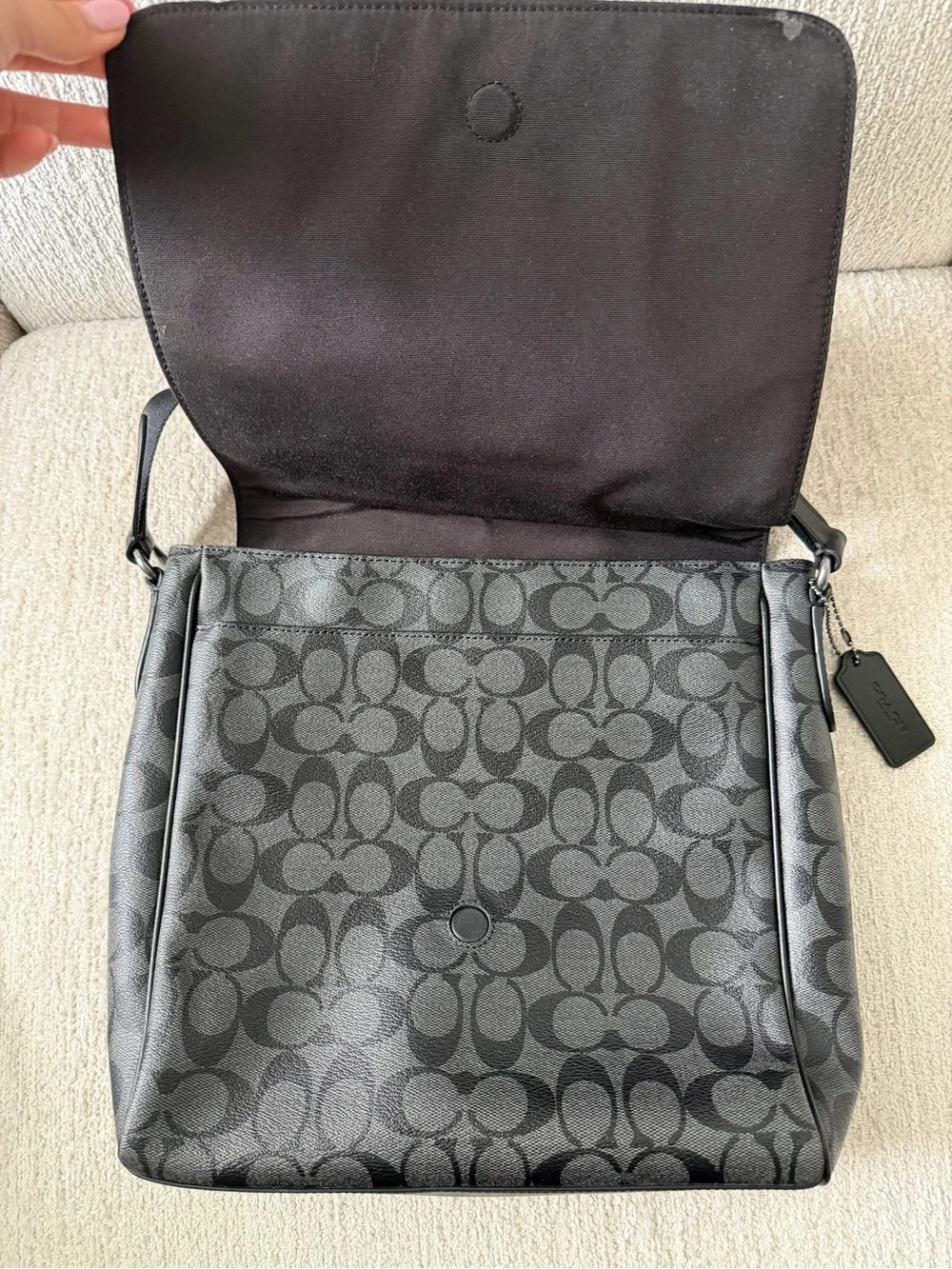 Coach Black Houston Map Signature Canvas Messenger Bag